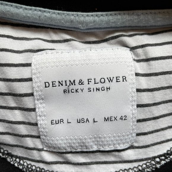 Denim & Flower Ricky Singh Men's L Black S/S Palm Slim Fit Shirt Top Tee - Picture 8 of 9